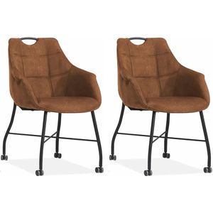 MX Sofa Eetkamerstoel Promise - Cognac (set van 2 stoelen)