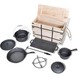 vidaXL 9-delige Braadpannenset - Alles-in-één set voor barbecueën en picknicken