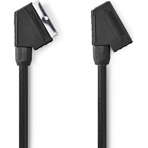 SCART-Kabel | SCART Male | SCART Female | Vernikkeld | 480p | 2.00 m | Rond | PVC | Zwart | Envelop