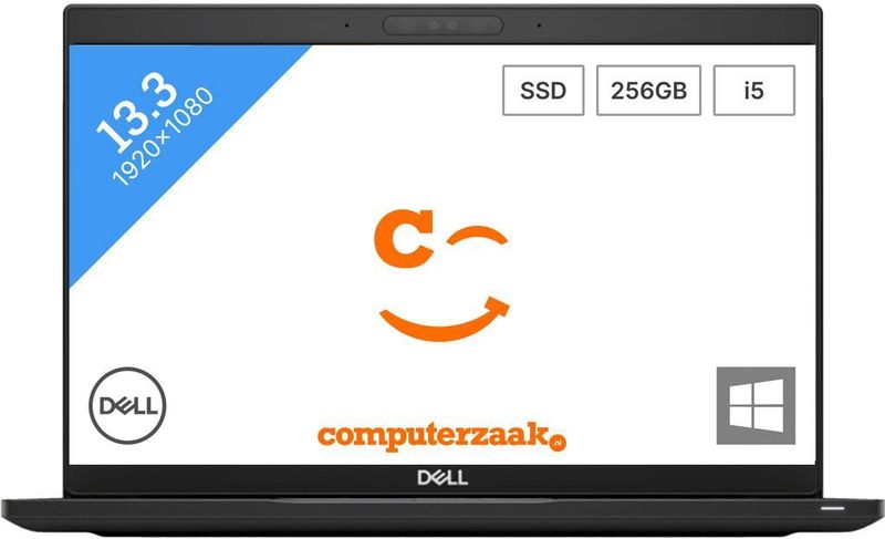 DELL Latitude 7390 Intel® Core™ i5 i5-8250U Laptop 33,8 cm (13.3") Full HD 8 GB DDR4-SDRAM 256 GB SSD Wi-Fi 5 (802.11ac) Windows 10 Pro Duits Zwart