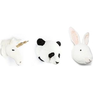 Wild & Soft Babykameraccessoires - Mini Dierenkoppen - Wit