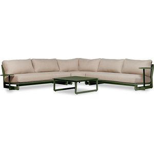 Lanterfant Ralph - Loungeset XL - Aluminium - 7 personen - Mosgroen