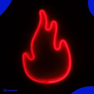 Neon Lamp - Vlam Rood - Incl. 3 Batterijen - 28 x 18 cm