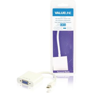 Mini DisplayPort Kabel Mini-DisplayPort Male - VGA Female 15-Pins 0.20 m Wit Valueline