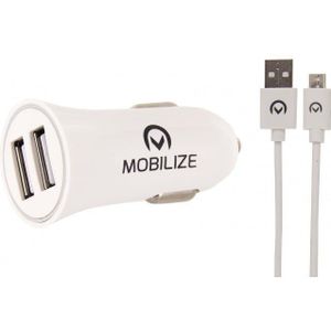Mobilize Car Charger 2x USB + USB to Micro USB Cable 12W 1m. Wit