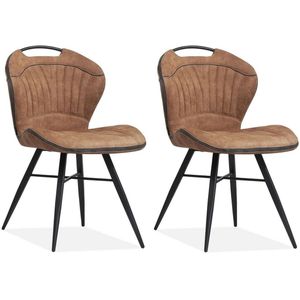 MX Sofa Eetkamerstoel Splash luxor - kleur: Cognac (set van 2 stoelen)