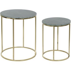 Set van 2 tafels DKD Home Decor Groen Gouden 46 x 46 x 58 cm