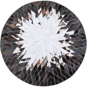 KELES - Patchwork vloerkleed - Multicolor - 140 cm - Koeienhuid leer
