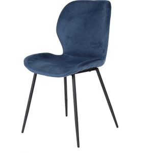 AnLi Style Stoel velvet ronde buis - blauw velours