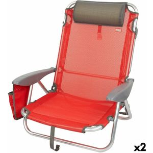 Klapstoel met Hoofdsteun Aktive Menorca Rood 51 x 76 x 45 cm (2 Stuks)