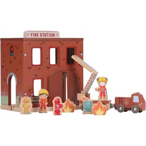 Little Dutch - Houten Brandweerkazerne - Inclusief brandweermannen en accessoires - Rood