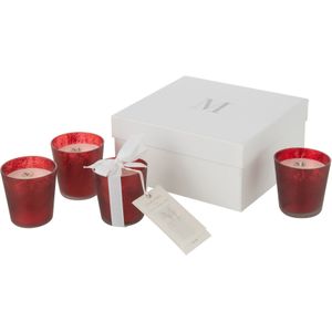 J-Line doos van 4 geurkaars Deluxe - glas - rood
