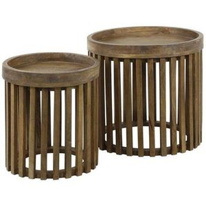 Tweak - Bijzettafel - Bruin - Mangohout - Set van 2