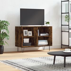 Tv-meubel 69,5x30x50 cm bewerkt hout gerookt eikenkleurig