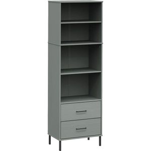 vidaXL-Boekenkast-met-2-lades-OSLO-60x35x180-cm-massief-hout-grijs