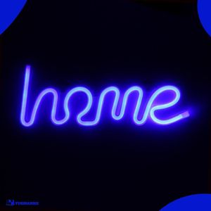 Neon Lamp - Home Blauw - Incl. 3 Batterijen - 12  x 34 cm
