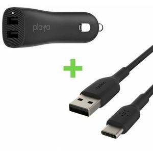 Universele USB-Autolader + USB-Kabel C Belkin Playa