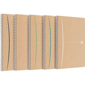 Oxford Touareg spiraalschrift, 180 bladzijden, ft A4, geruit 5 mm, geassorteerde kleuren