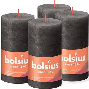 Bolsius - Rustieke Kaars - 4 Stuks - Antraciet - 13cm