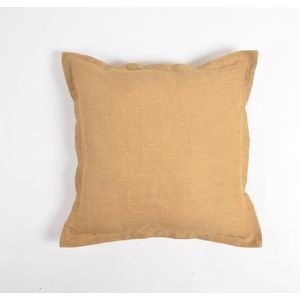 Solid Khaki Cotton Linen Cushion Cover, 18 x 18 inches