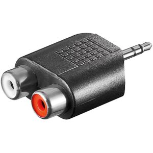 Goobay RCA-adapter, AUX-jack 3,5 mm-stekker naar 2x stereo-jack - 1x 3,5 mm-jackplug (3-polig, stere