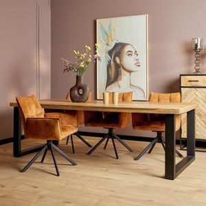 Eetkamertafel Sanne - Eettafel mangohout - Eettafel zwart 220 cm