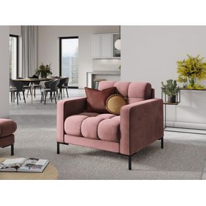 Micadoni  Fluwelen fauteuil "Mamaia" 1 zits - Roze / Zwart