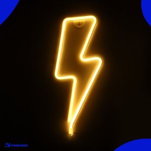 Neon Lamp - Bliksem Warm Wit - Incl. 3 Batterijen - 34 x 13 cm