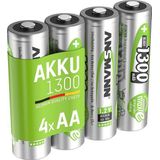 Ansmann NiMH batterij Mignon 1300mAh, 4-delige blister