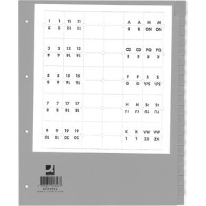 Q-CONNECT neutrale tabbladen, A4, PP, 20 tabs, grijs