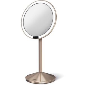 Simplehuman - Spiegel met Sensor 12 cm 10x Vergroting Opvouwbaar - Roségoud / Roestvast Staal