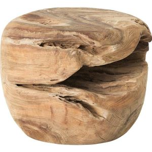 MUST Living Coffee table Ball Natural,±30xØ40 cm, natural recycled teakwood with natural cracks