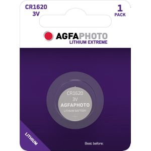 Agfaphoto Batterij Lithium, Knoopcel, CR1620, 3V Extreme, Retail-blisterverpakking (1-pack)