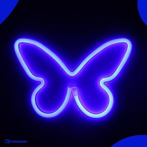 Neon Lamp - Vlinder Blauw - Incl. 3 Batterijen - 16 x 23 cm