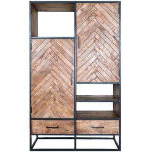 Home67 Kast Roan Visgraat - Bruin Mangohout - 180 x 110 cm