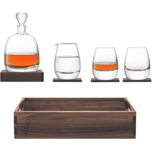 L.S.A. - Whisky Islay Karaf Set met Onderzetter Set van 8 Stuks - Transparant / Glas
