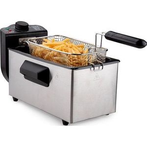 alpina Friteuse - Frituurpan - 3 Liter - 2000 Watt - Roestvrij Staal - Met Thermostaatknop