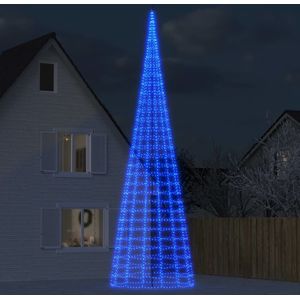 Lichtkegel aan vlaggenmast 3000 blauwe LED&#39;s 800 cm