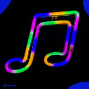 Neon Lamp - Muzieknoot Multicolor - Incl. 3 Batterijen - 20 x 19 cm