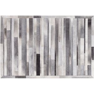 AZAY - Laagpolig vloerkleed - Grijs - 140 x 200 cm - Koeienhuid leer