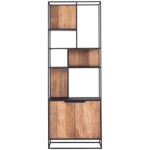 DTP Home TV wall element bookcase Cosmo, 2 doors, open racks,220x80x40 cm, recycled teakwood