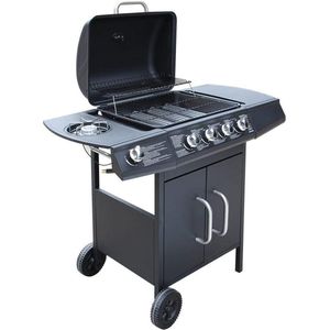 vidaXL Gasbarbecue 4+1 kookzone zwart