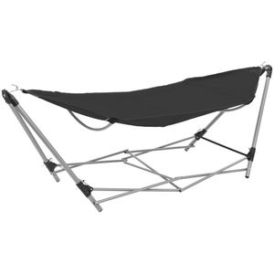 <p>Geniet overal van de zon en de wind met onze opvouwbare hangmat. Of je nu in de tuin, op het strand of op de camping bent, deze hangmat is perfect om te ontspannen. Het frame van de hangmat is gemaakt van gepoedercoat staal, wat zorgt voor stevigheid en duurzaamheid. De grote hangmat zelf is gemaakt van slijtvast 600D oxford materiaal.</p>
<p>Deze hangmat is eenvoudig op te zetten en in te klappen, waardoor je hem binnen enkele seconden kunt gebruiken of opbergen. De lichtgewicht hangmat wordt geleverd met een handige draagtas, zodat je hem gemakkelijk kunt meenemen. Schommel zachtjes heen en weer voor het ultieme relaxgevoel, waar je ook bent.</p>
<p>De levering bevat 1 hangmat en 1 inklapbare standaard. De hangmat is zwart van kleur en heeft de volgende specificaties: totale afmetingen van 241 x 76 x 70 cm (L x B x H), inklapbaar voor compacte opslag en gemakkelijk transport.</p>
<ul>
  <li>Kleur: zwart</li>
  <li>Materiaal: gepoedercoat staal en 600D oxford stof</li>
  <li>Totale afmetingen: 241 x 76 x 70 cm (L x B x H)</li>
  <li>Inklapbaar voor compacte opslag en gemakkelijk transport</li>
</ul>
<p>Met deze opvouwbare hangmat geniet je altijd en overal van ontspanning en comfort. Bestel nu en creëer je eigen relaxplek!</p>