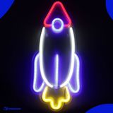 Neon Lamp - Raket - Incl. Ophanghaakjes - Neon Sign - 41 x 18 cm