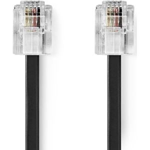 Telefoonkabel | RJ11 male - RJ11 male | 5,0 m | Zwart Nedis