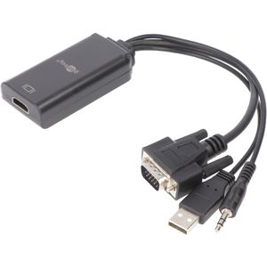 Goobay VGA/HDMI™-adapterkabel - VGA-connector (15-pins) + 3,5 mm-jackplug-connector (3-pins, stereo)