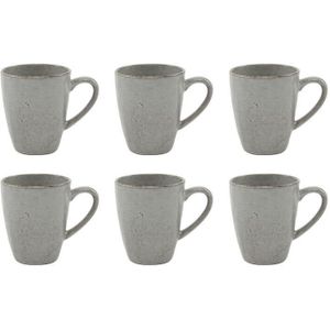 Tavola - Stone Grey - Koffiemok - Grijs -  Met Oor - 350ml - 6 stuks