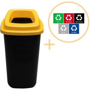 Plafor Prullenbak 45L geel, gemakkelijk afval recyclen