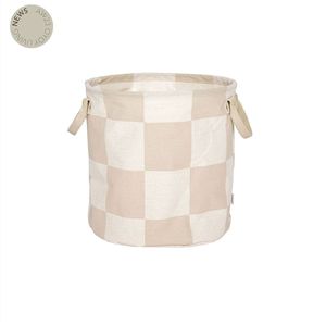 OYOY Chess wasmand/Laundry basket met blokken M - Clay/Off Wit