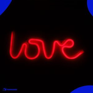 Neon Lamp - Love Rood - Incl. 3 Batterijen - 15 x 34 cm